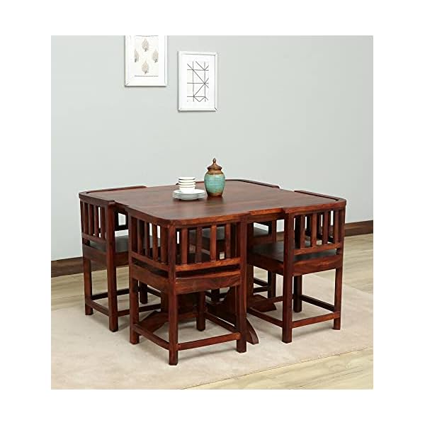 Pure Sheesham Solid Wood 4 Seater Dining Table Honey Oak