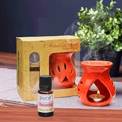 Pure Source India Ceramic Aroma Oil Diffuser Gift Set with 10ML Relaxing Oil