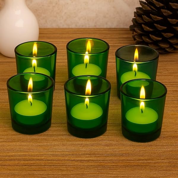 Pure Source India Votive Glass– Pack of 6 | Decorative Tealight Holders with One Tea Light Candles for Home Décor