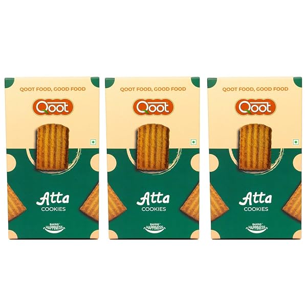 Qoot Baked Atta Cookies Pack Of 3 (200g Each)