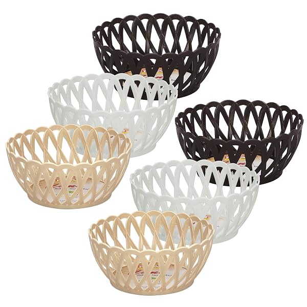 RATAN PLASTICWARE Cane Small Plastic Storage Basket for Fruits