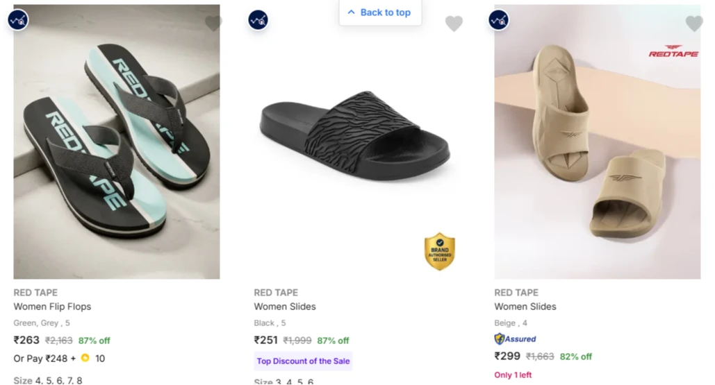 RED TAPE Women's Slippers & Flip Flops at minimum 87% Discount