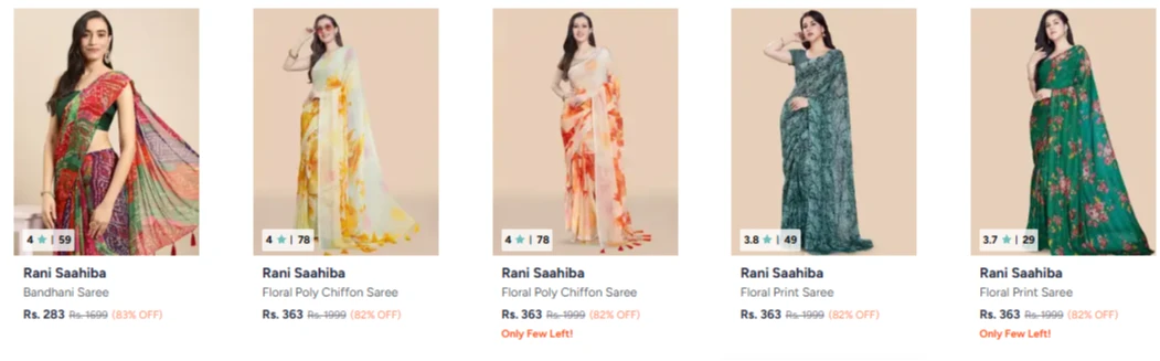 Rani Saahiba Sarees Staering From @ ₹283