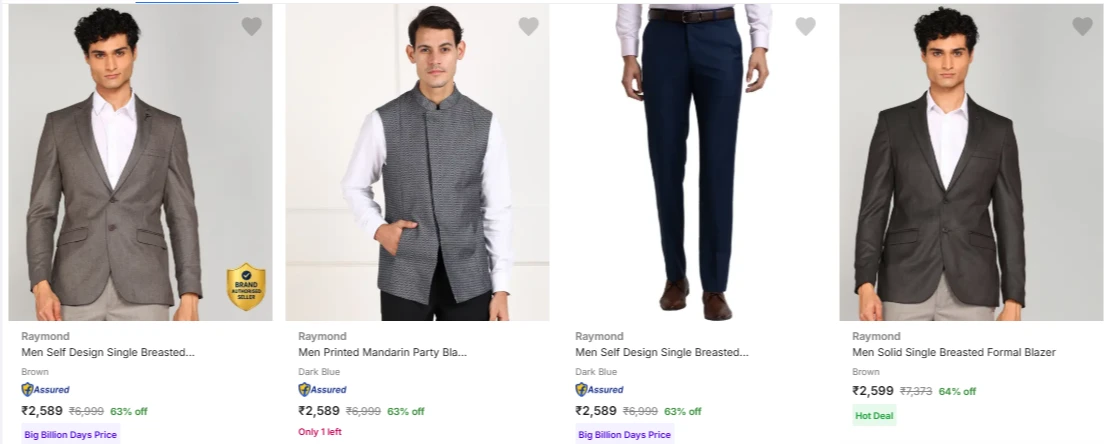 Raymond Men's Readymade Blazers at minimum 60% Discount