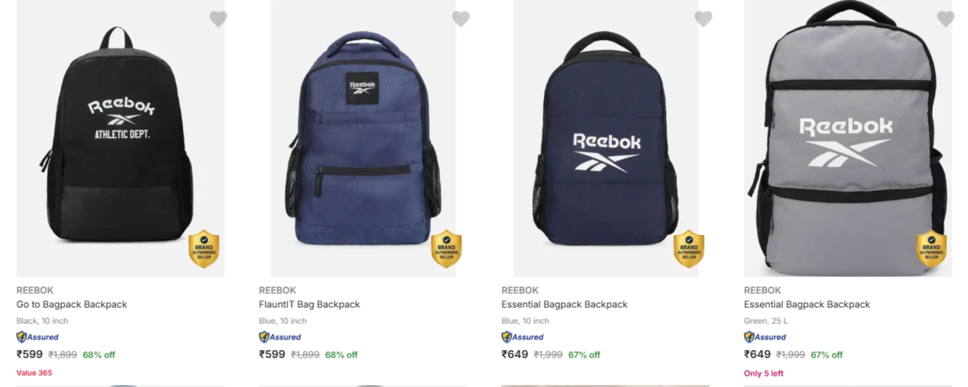 Reebok Laptop Bags at minimum 60% Discount