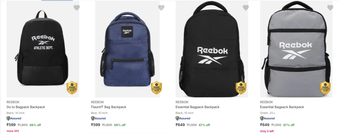 Reebok Laptop Bags upto 68% Discount