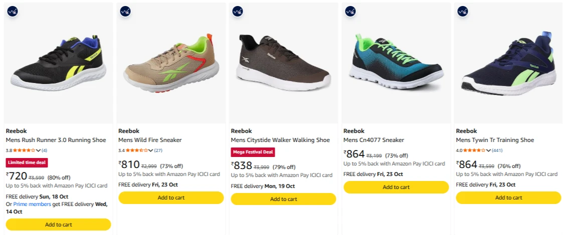Reebok Mens Sneaker at minimum 73% Discount