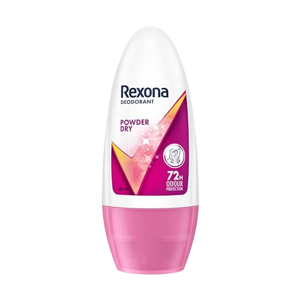 Rexona Powder Dry Underarm Roll On Deodorant For Women, Antiperspirant, Removes Odour, Keeps Skin Fresh & Clean, Alcohol