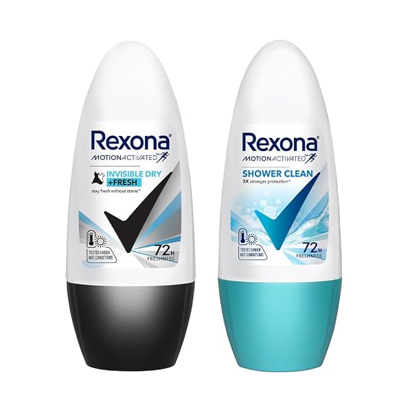 Rexona Roll-On Deodorant | Invisible Dry + Shower Clean Motion Activated Deo