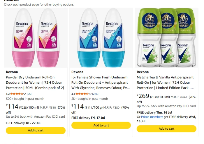 Rexona Shower Fresh Roll Upto 70% OFF