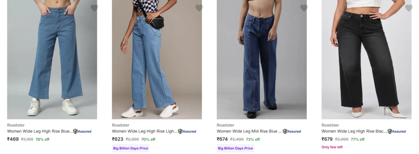 Roadster Women's Jeans at minimum 70% Discount