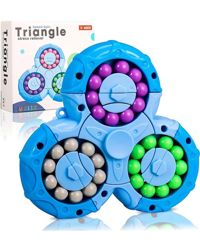 Rotating Magic Bean Cube Puzzle Toy for Kids with Colour Matching Beads