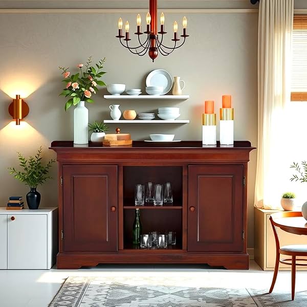 Royaloak Texas American Wooden Side Board | Solid Wood Veneer
