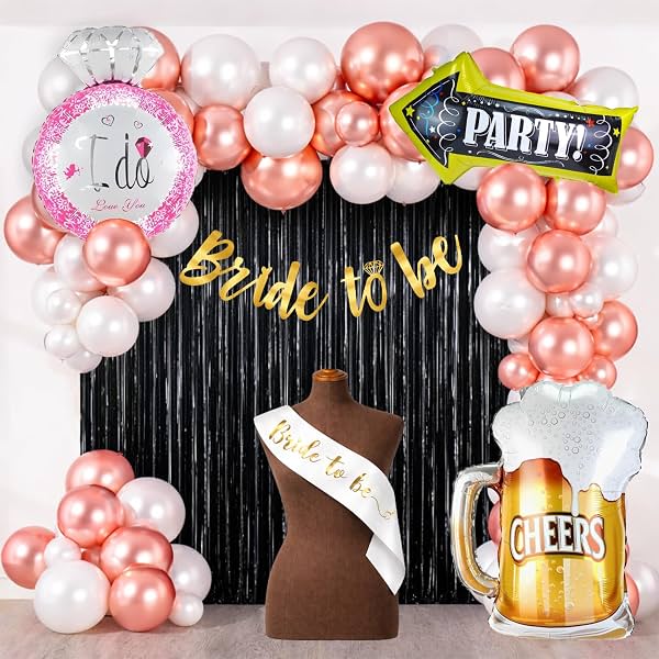 Rozi Decoration Bride To Be Party Decoration Kit with Rose Gold Balloons