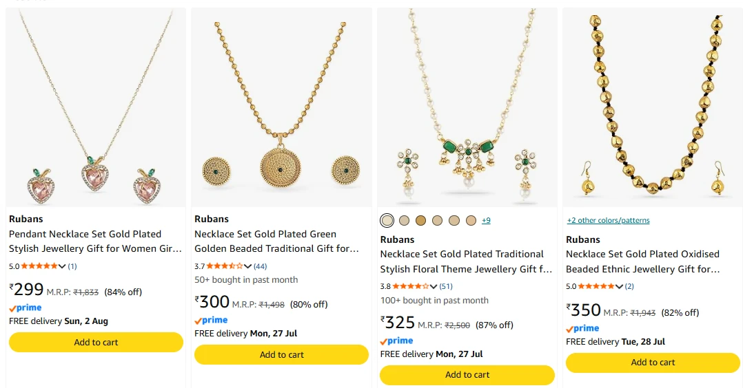 Rubans Necklace Set Minimum 84% Discount