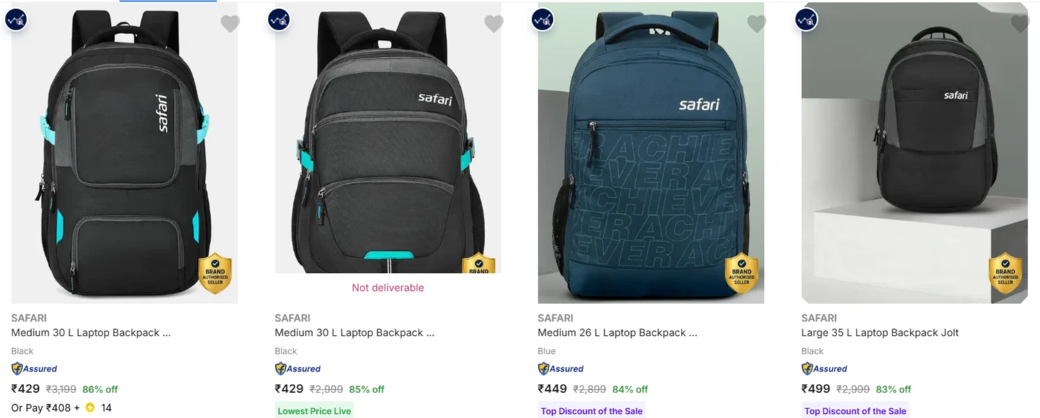 SAFARI Laptop Bags at minimum 85% Discount
