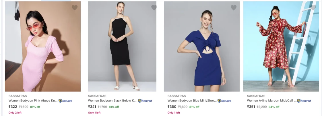 SASSAFRAS Women's Dresses upto 84% Discount