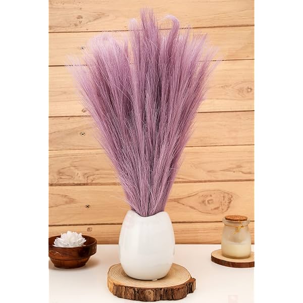 SATYAM KRAFT 3 Pcs Artificial Flowers Faux Pampas Grass Small Fake Flower Plant for Home Decor,