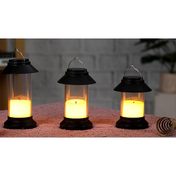 SATYAM KRAFT 3 Pcs Flameless and smokeless Acrylic Antique LED Hurricane Lantern