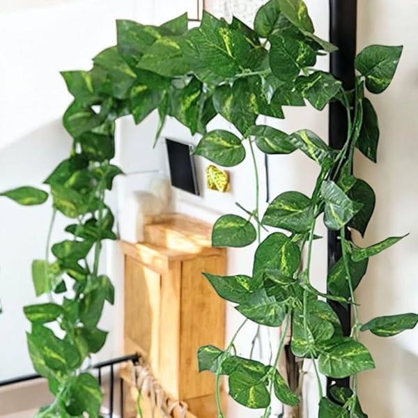 SAUDEEP INDIA Artificial Money Plant Garland 7.2ft (3 Vines)