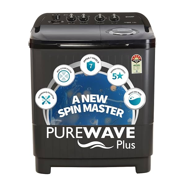 SHARP 8.0 kg, 5 star Semi-Automatic Top Loading Washing Machine