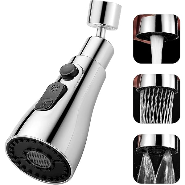 SHUTTLE ART 360-degree Sprayer Head Rotatable Adjustable Faucet Extension Tube, Splash-Proof, 3 Water Flow Sprayer Modes