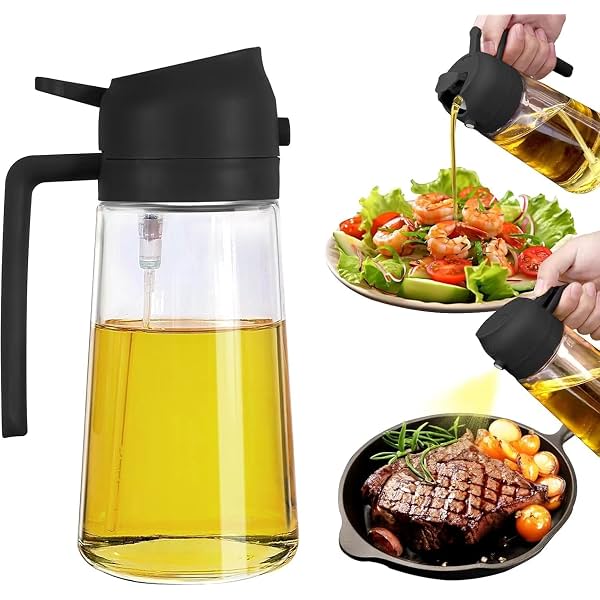 SITOVI 2-in-1 Glass Oil Sprayer and Dispenser Bottle – 500ml Capacity