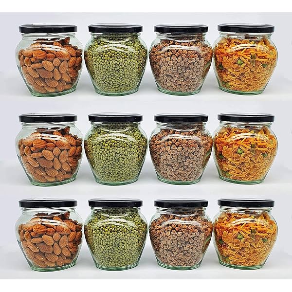 SITOVI Transparent Glass Jar 400ml Pack of 6