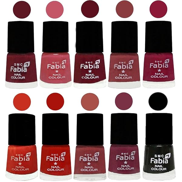 SMC Fabia ALL IN ONE (PACK OF 10), Long Lasting Glossy Nail Polish, 6 ml Each, All Vibrant Colours,02441