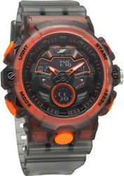 SONATA Analog-Digital Translucent orange Dail With Grey Plastic Strap Analog-Digital Watch - For Men