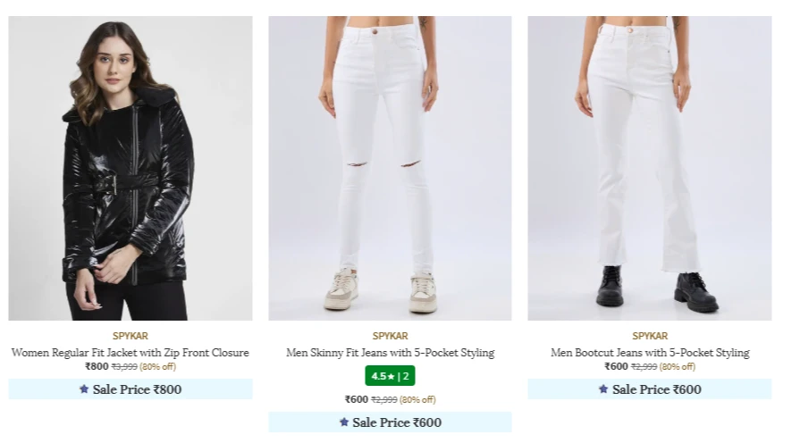 SPYKAR D2C Fashion at minimum 76% Discount