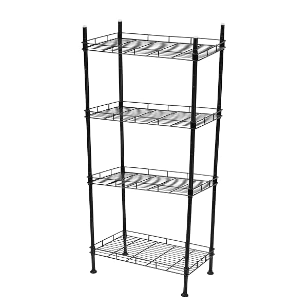 SR Brand Multipurpose 4-Shelves Adjustable Mild Steel Heavy Duty Rack with Rolling Wheels