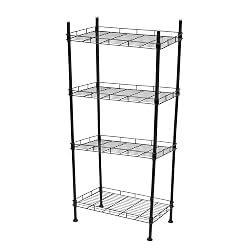 SR Brand Multipurpose 4-Shelves Adjustable Mild Steel Heavy Duty Rack with Rolling Wheels