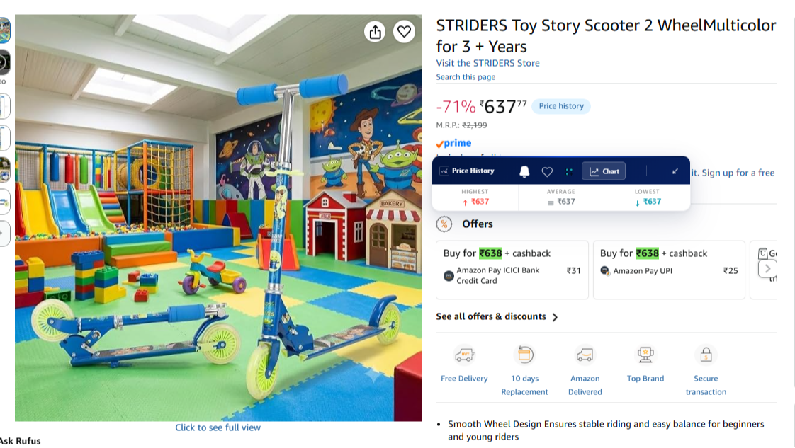 STRIDERS Toy Story Scooter 2 WheelMulticolor for 3 + Years