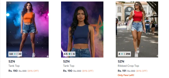 SZN Clothings For Womens Upto 82% OFF