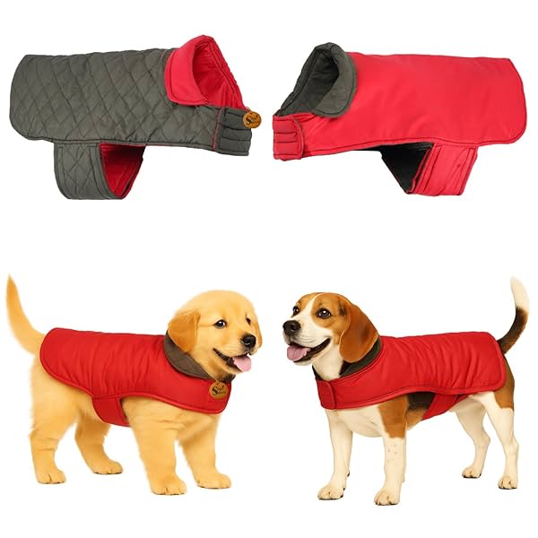Sage Square Double-Sided Quilted Dog Jacket – Weather-Resistant, Lightweight, Waterproof, Designed for Comfort & Warmth,
