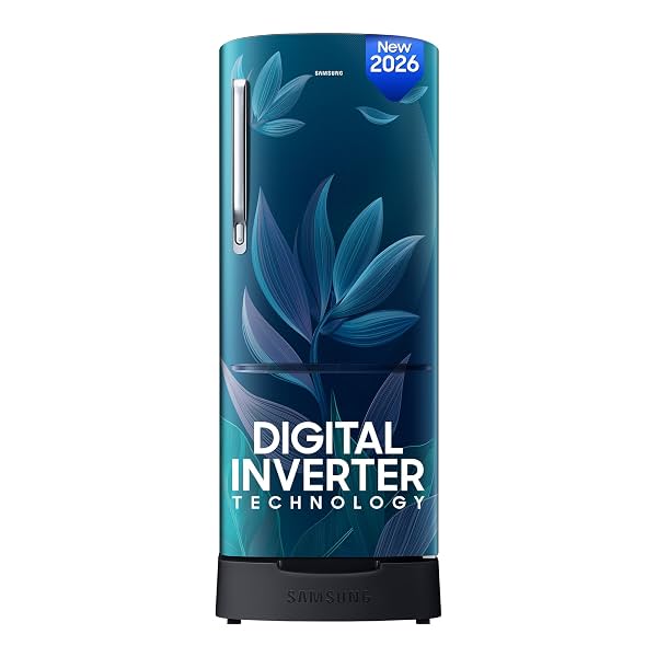 Samsung 183 L, 4 Star, Digital Inverter, Direct-Cool Single Door Refrigerator (RR20H28249U/NL, Paradise Bloom Blue, Base