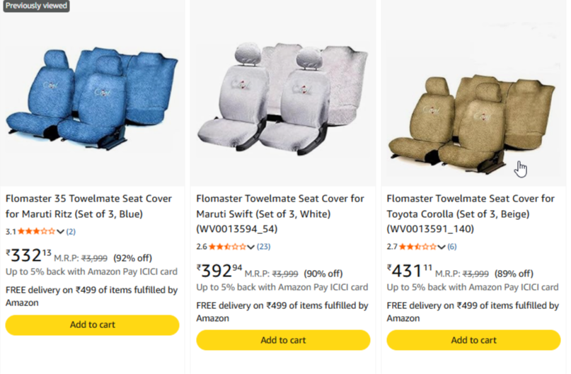 Seat Covers at maximum 92% Discount