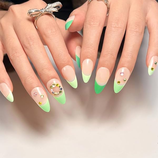 Secret Lives® Glossy Artificial Translucent Nude Color with 3D Stone Design Fake