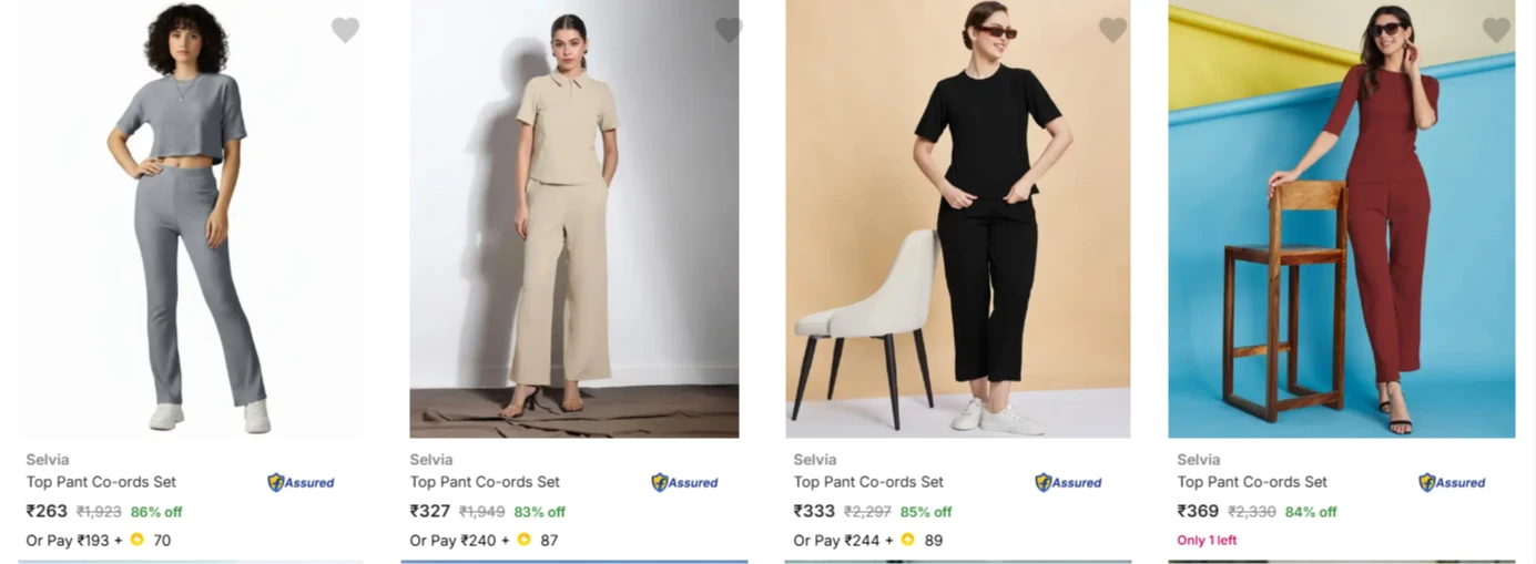 Selvia Women's Co-ords at minimum 72% Discount