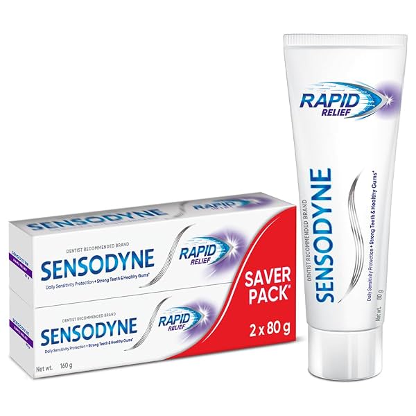 Sensodyne Toothpaste Rapid Relief | Fast Sensitivity Relief Tooth Paste Combo Pack - 160gm (80gm x 2) | Fresh Taste | De