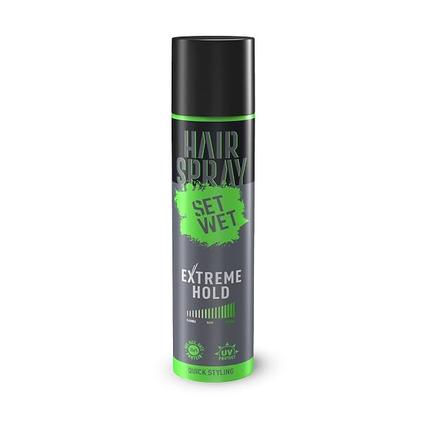 Set Wet Hair Spray 200ml | For Men & Women | Extreme, Long-lasting Hold | With Soy, Rice & Oat Protein | UV Protect | SL