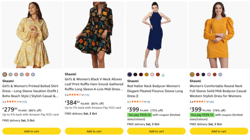 Shasmi Women's dresses upto 86% discount