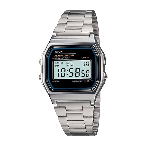 Shocknshop Digital Sports Square Dial LED Unisex Stainless Steel Strap Watch