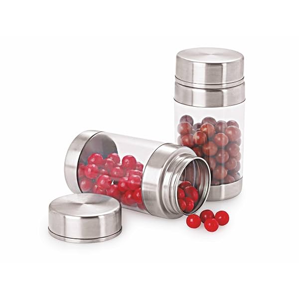 Sizzle Long Twist Stainless Steel See Through Transparent Jar 2 pcs