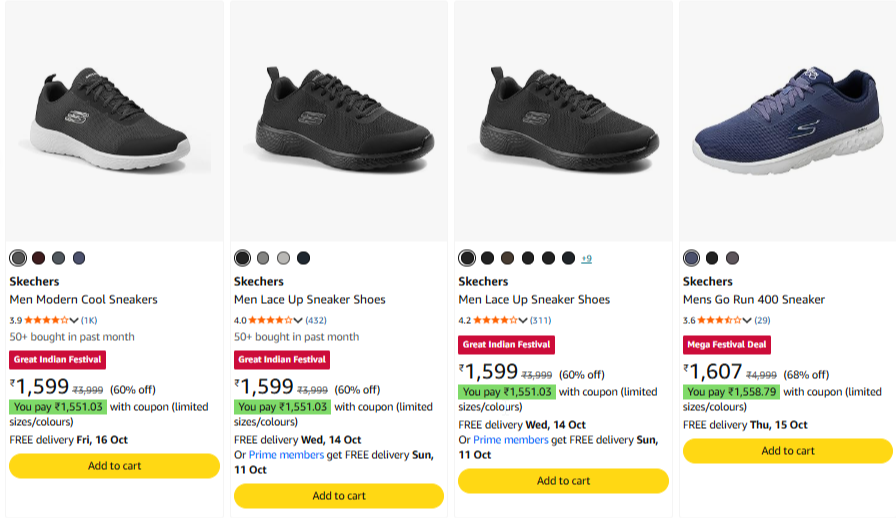 Skechers at minimum 79% Discount