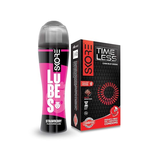Skore Timeless Condoms 10s and Strawberry Lube 50ml