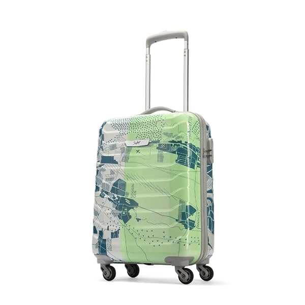 Skybags Trooper Printed Cabin Size Hard Case Trolley Bag, Green