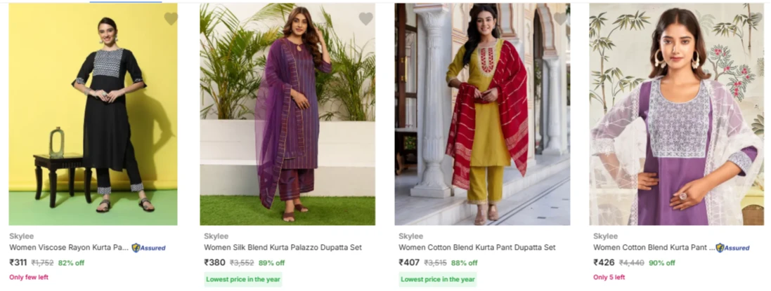 Skylee Women's Ethnic Sets upto 90% Discount