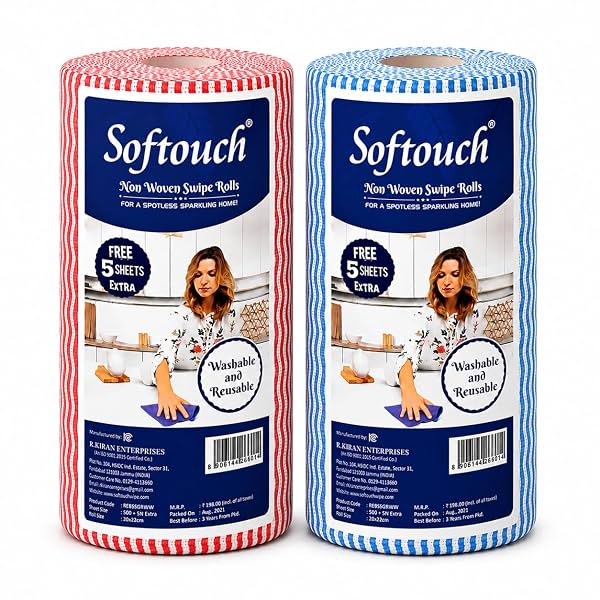 Softouch Non Woven Kitchen Towel Roll 85 Wipes Per Roll pack of 2